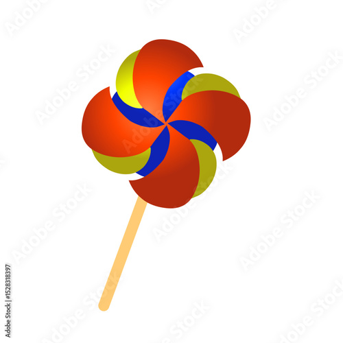 Swirling Delight: A stylized lollipop rendering against a solid black backdrop