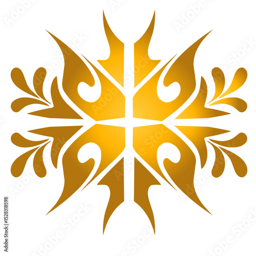Ornate golden emblem on black backdrop creating a sense of regal design