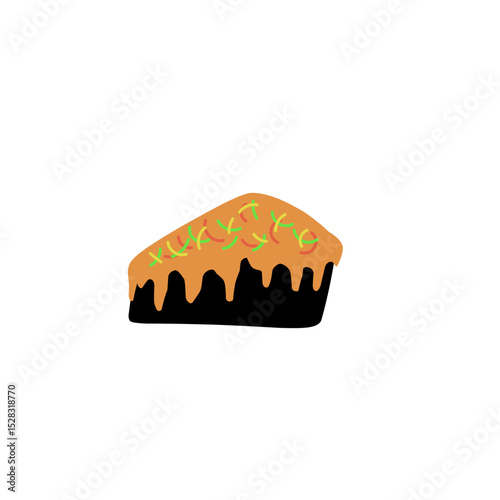 Isolated pizza slice illustration with melted cheese against a dark canvas