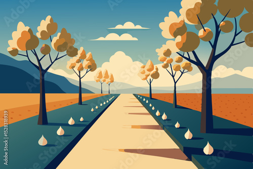 autumn landscape with a bridge