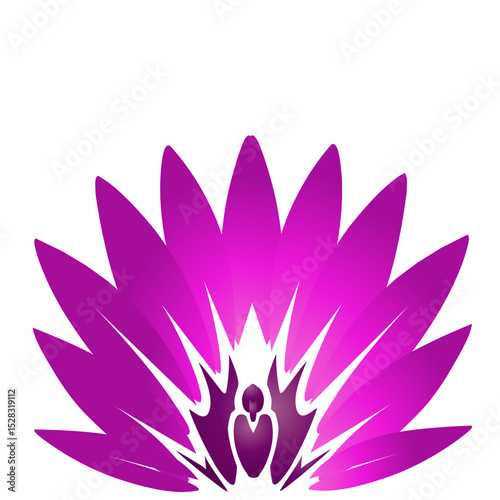 Abstract Floral Design: A Harmonious Fusion of Magenta Tones and Sharp Geometric Lines