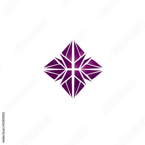 Abstract geometric purple blossom on black canvas conveys a mysterious aura