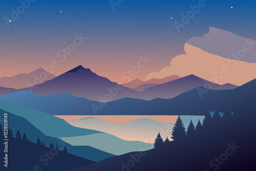 mountain landscape with mountains and clouds