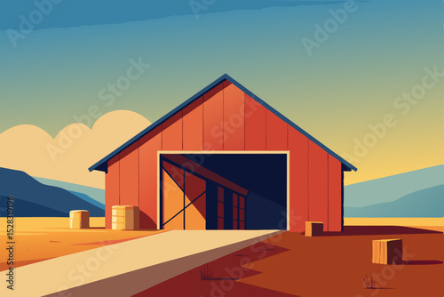 red barn on the beach
