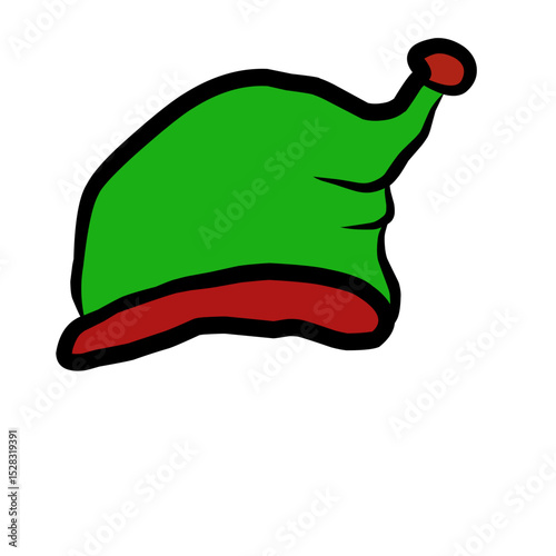 Festive sprite's headwear, cartoonish and symbolic on a black background