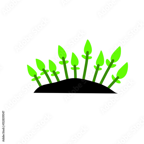 Arrangement of luminous green sprout icons against a dark background visual