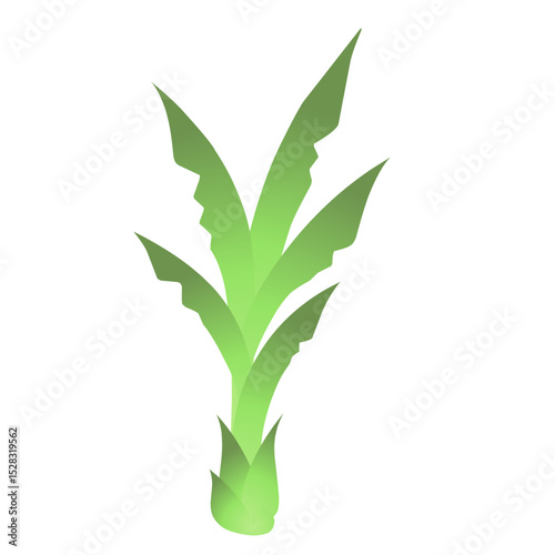 Stylized botanical illustration with luminous green leaves on a dark backdrop