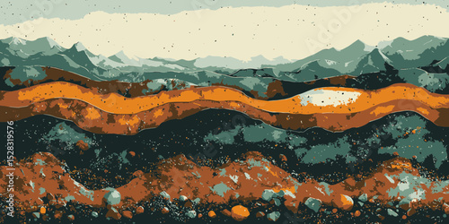 Abstract representation of compost layers showcasing earthy tones and textures through a modern vector design