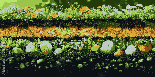 Exploring the layers of compost in an abstract vector representation showcasing organic material and decomposition processes