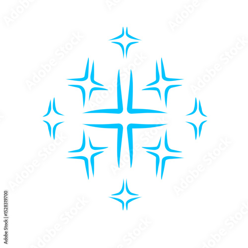 Stylized celestial navigation emblem with eight pointed directional markers design