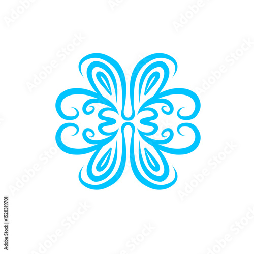 Intricate azure pattern against a stark black backdrop of abstract design