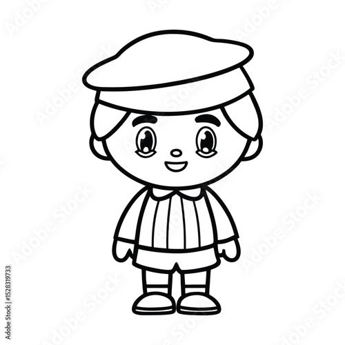 Adorable character illustration A cute figure wearing a stylish beret perfect for various design projects and creative applications