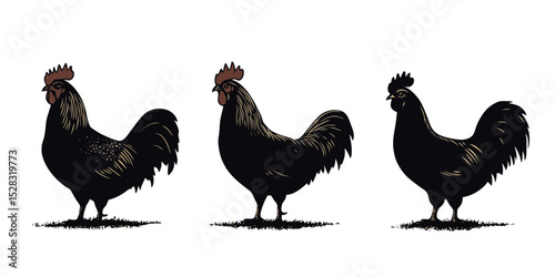 Variations of farm animal shadow silhouettes designed as vector art for creative projects