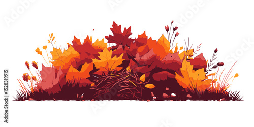 Colorful autumn leaves creating a vibrant natural landscape for seasonal design and decoration