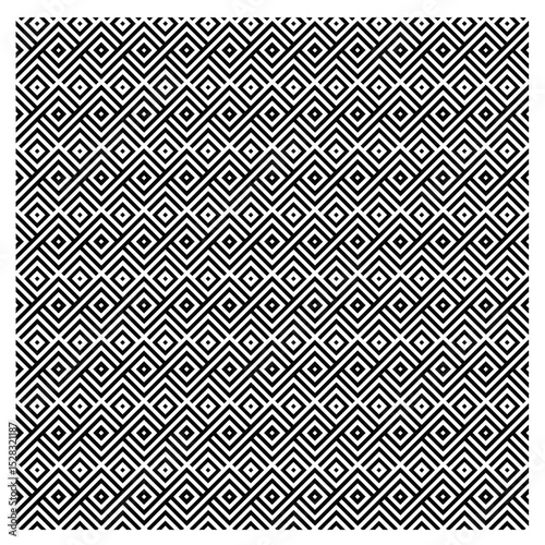 seamless geometric pattern with geometric elements, interlocking squares or diamonds, arranged in a way that creates a sense of depth and a maze-like or woven texture, symmetrical, with lines diagonal