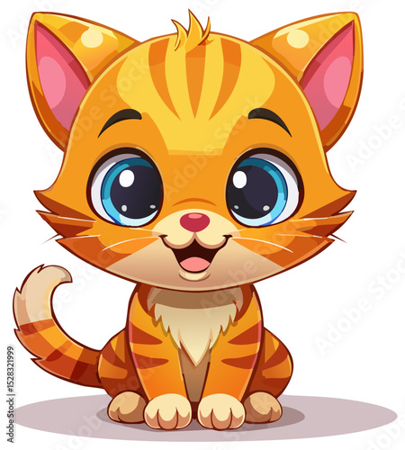 Cute colorful kitten vector illustration, clipart, isolated 
