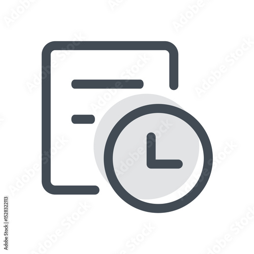 Illustration of a document with horizontal lines and a clock face indicating time and deadlines