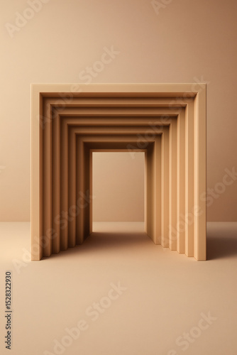 Tunnel Vision: A captivating beige structure forms a series of receding rectangular frames, drawing the eye inward.