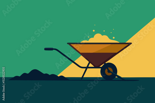 wheelbarrow with construction tools
