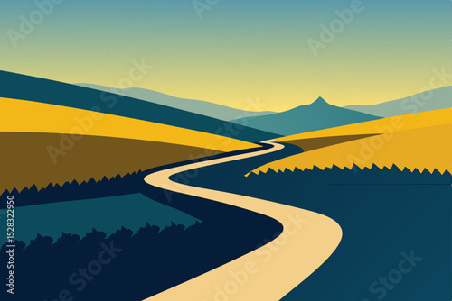 mountain road in the morning