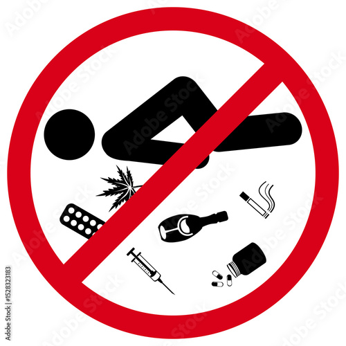 No Drugs or Alcohol Sign Forbidden Symbol