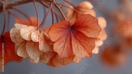 A captivating close up reveals the intricate details of a dried hydrangea bloom.
