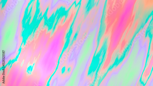 Psychedelic abstract background with fluorescent rainbow multicolor gradient wave in light green cyan orange magenta pink lilac purple violet. Paint strokes texture. Liquid substance. Flowing surface