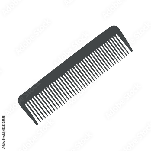 Simple Dark Gray Comb on a White Background Hair Styling and Personal Grooming Concept Isolated Object Vector Illustration