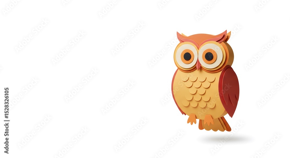 Fototapeta premium Adorable Papercraft Owl: A Delightful 3D Paper Art Creation