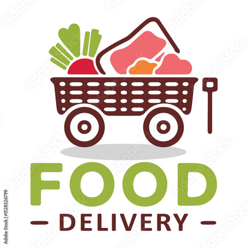 Charming wagon food delivery logo silhouette