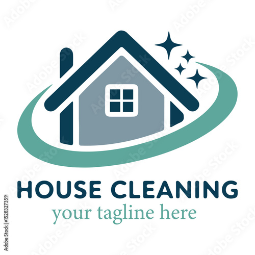 Minimalist house cleaning logo silhouette