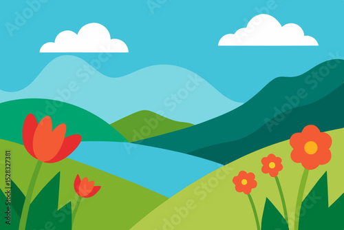 A Beautiful And Serene View Of A Lush Meadow With An Abundance Of Pretty Flowers
