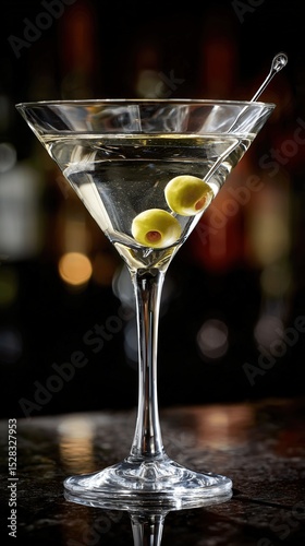 Wallpaper Mural Classic martini with olives in a clear glass against a blurred background National Martini Day Torontodigital.ca