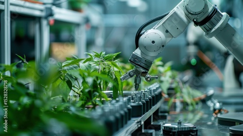 AI robot arm operating in sustainable laboratory
