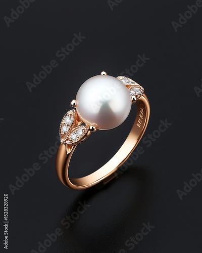 Elegant pearl and diamond ring