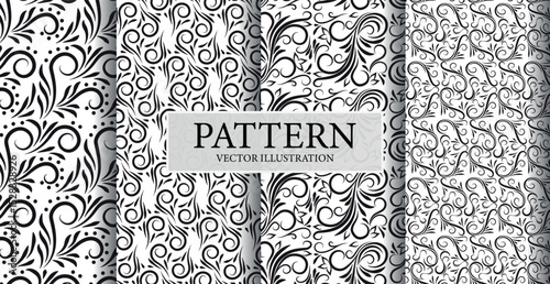 Assembly of seamless patterns, abstract shapes - Vector illustration