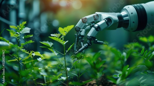 AI robot arm operating in sustainable laboratory