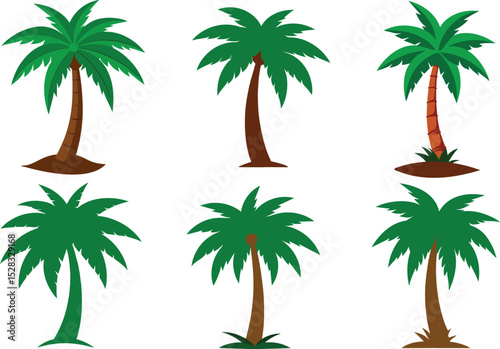 palm tree set illustration. palm trees on the beach