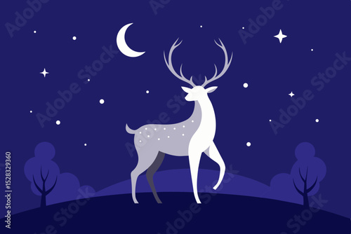 Starlight Deer Cartoon Animation Background Vector illustration