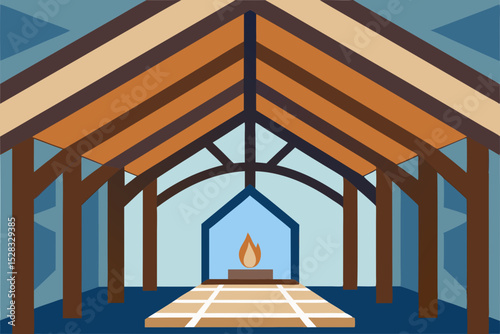 Cathedral Ceiling Cartoon Animation Background Vector illustration