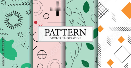 Assembly of seamless patterns, abstract shapes - Vector illustration