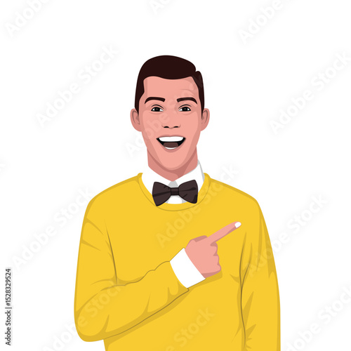 Corporate happy business men pointing vector illustration