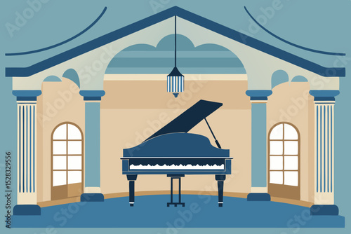 Classical Music Room Cartoon Animation Background Vector illustration