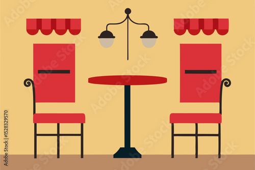 Romantic French Cafe Cartoon Animation Background Vector illustration
