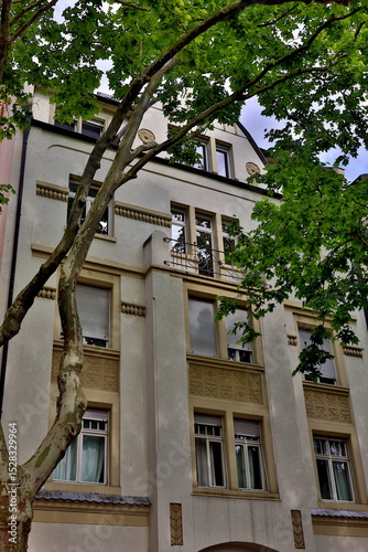 Altbaufassade in Freiburg im Frühling
