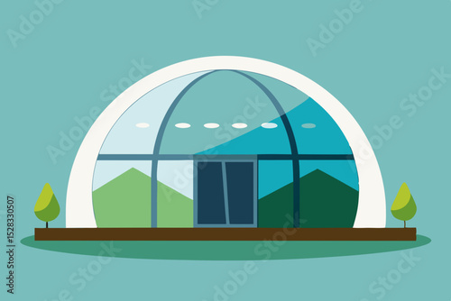 Modern Dome Home Cartoon Animation Background Vector illustration