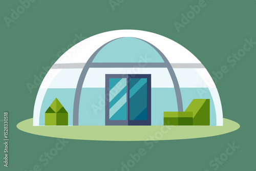 Futuristic Dome Home Cartoon Animation Background Vector illustration
