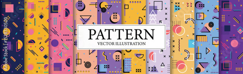 Set of 10 abstract geometric colorful backgrounds - Vector illustration