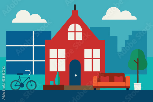 Amsterdam Canal House Cartoon Animation Background Vector illustration