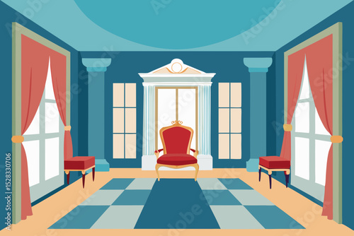 Stylish Parisian Apartment Cartoon Animation Background Vector illustration